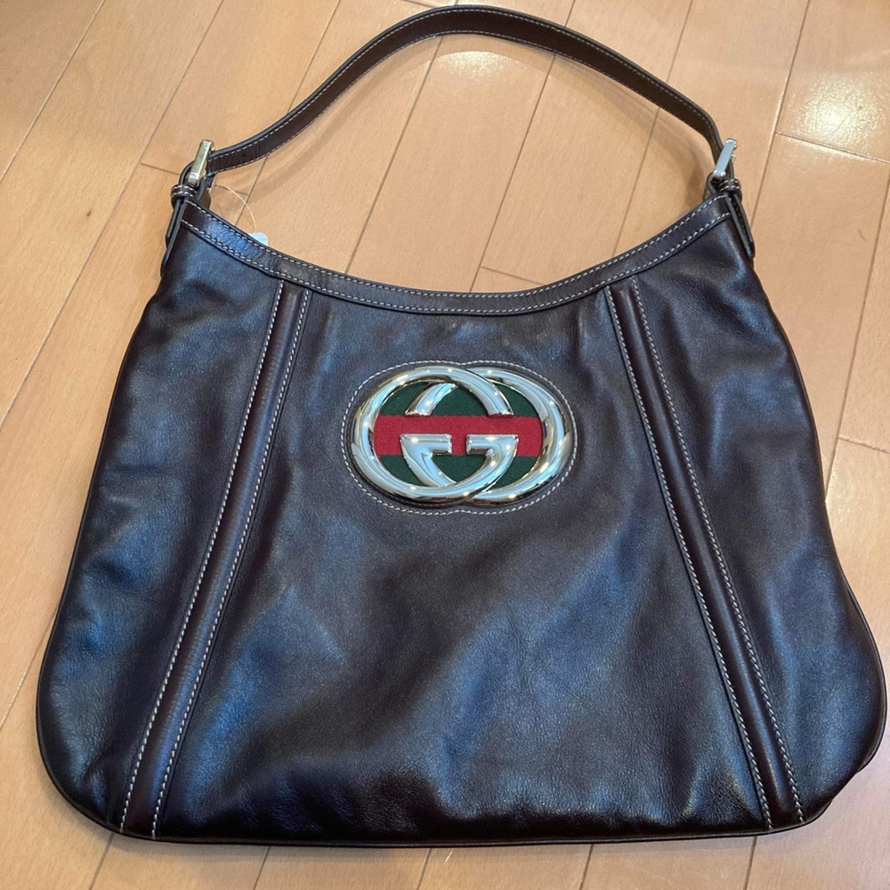 Gucci Dark Brown Shoulder Bag with Iconic Emblem